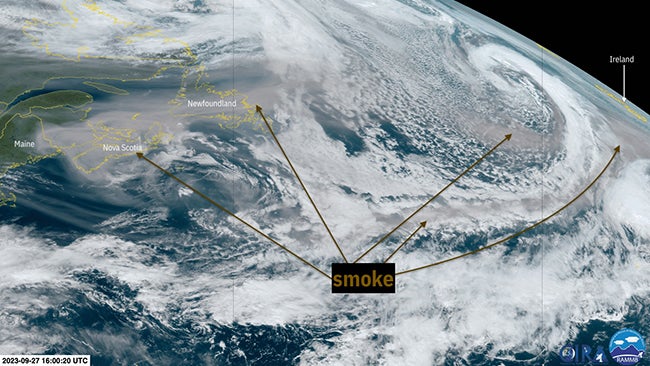 Il fumo degli incendi in Canada ha attraversato l’Oceano Atlantico