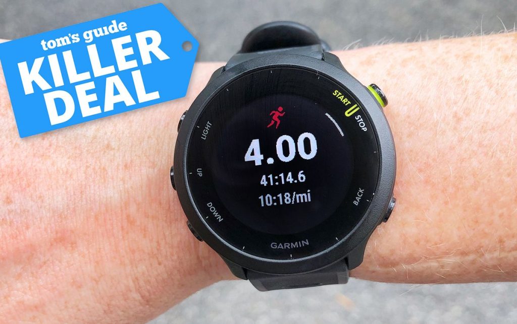 Garmin Forerunner 55 on a wrist.