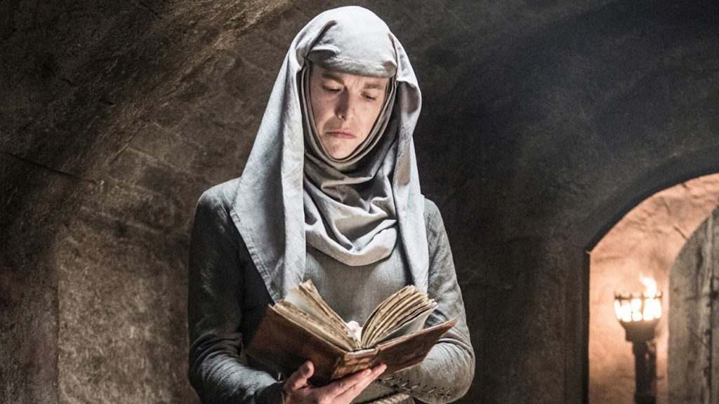 Hannah Waddingham nel ruolo di Onella, una dei sette custodi della fede in Game of Thrones.