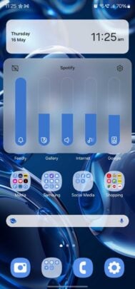 Design del menu overflow Samsung One UI 6.1 per il controllo del volume