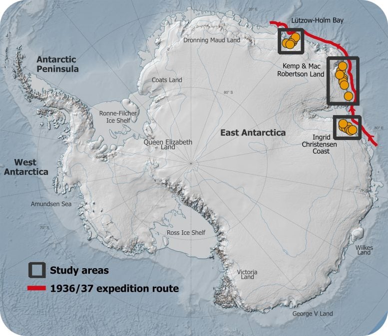 Mappa della storica spedizione in Antartide