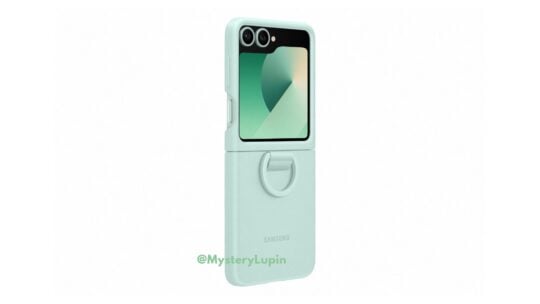 Custodia in silicone per Samsung Galaxy Z Flip 6 con anello color menta