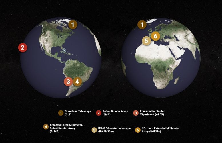 Tecnica VLBI utilizzando telescopi EHT